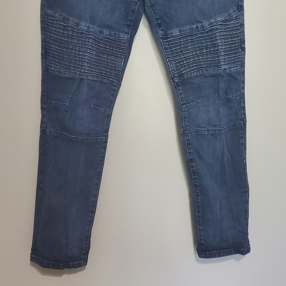 Ring of Fire Slim Mens Blue Skinny Jeans Ribbed Thighs Size 33/32 - Picture 3 of 9